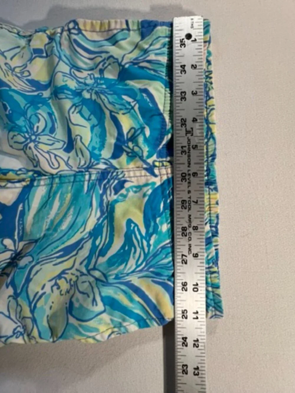 Lilly Pulitzer Boys Extra Small Junior Capri Swim Trunks Blue Green Floral Short